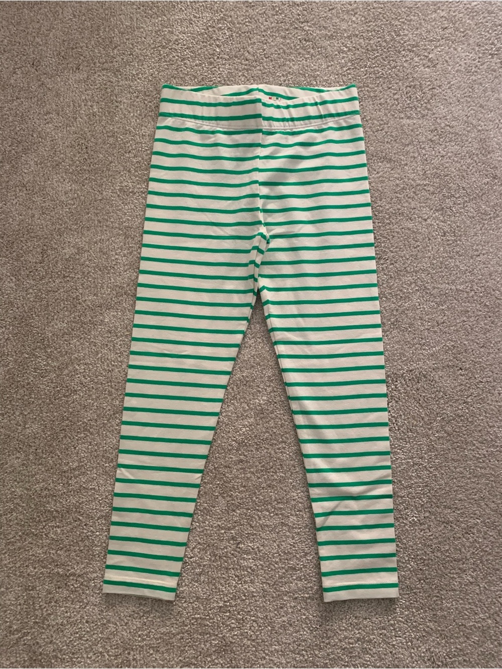 NWOT Mini Boden Striped Green and White Cotton Leggings
